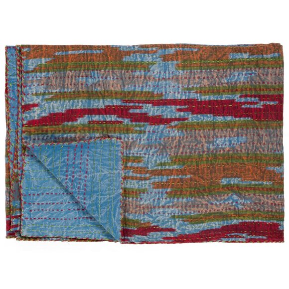 Taj Hotel Home Decor Kantha Cotton Throw | 1-Piece | Multicolor | 50"x70" - Picture 1 of 3